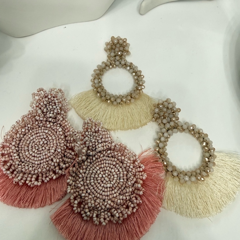 Elegant Beaded Fringe Earrings - Picture 2 of 6